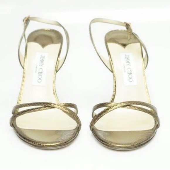 NWB - VINTAGE Jimmy Choo Watersnake Copper Strappy Heel - Picture 3 of 6